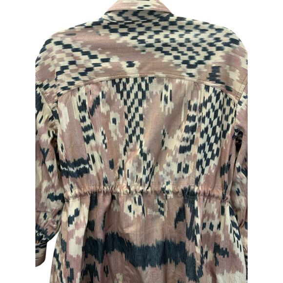 Ulla Johnson Dari Ikat-Jacquard Cotton-Canvas Shirt Dress Light Pink US 4 - Picture 7 of 13